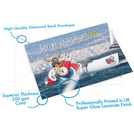 STREET SANTA - Sailing Christmas Card - Large A5 Card Size - Funny Humour - Made in the UK - Can't Wait For The Christmas Sails - For Him or Her who like Boats