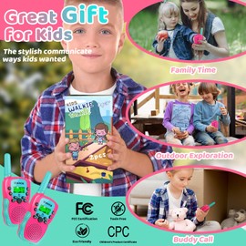 Walkie Talkies for Kids, 3 KM Long Range 22 Channels 2 Way Rechargeable Kids Walkie Talkie with Flashlight for Camping Hiking Indoor Outdoor Toy 3 4 5 6-12 Boy Girl Christmas Birthday Gifts 2 Packs