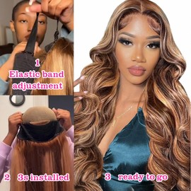 Wear and Go Glueless Wigs Human Hair Pre Plucked Pre Cut 5x5 HD Lace Closure Wigs Human Hair Body Wave Lace Front Wigs Human Hair Colored Ombre 4/27 Highlight Honey Blonde Wig Human Hair 26 Inch
