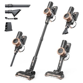 Cordless Vacuum Cleaner M245, 48kPA/190AW Powerful Suction, Max 60min Runtime, 4000mAh Large Battery, Anti Hair Wrap Stick Vacuum, Vacuum Cleaners for Home, Pet Hair, Hard Floors and Carpets, Cars - Color: Rose Gold