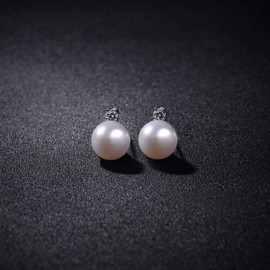 8-9mm Freshwater Pearl Earrings for Women 925 Sterling Silver CZ Stud Earrings -VIKI LYNN