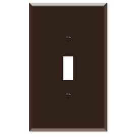 OVERSIZED 1 Gang Toggle Metal Light Switch Plate Cover - One Gang Jumbo Wall Plate for Toggle Style Light Switches, Steel Painted Brown - UL Listed, 5.5" x 3.5" - Made in USA