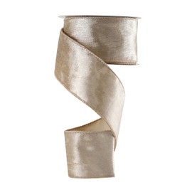 MAYREEL Champagne Gold Crushed Velvet Ribbon Wired 2.5" x 10 Yards Christmas Wired Edge Ribbon Champagne Christmas Decorations Gold Ribbon for Gift Wrapping Wreath Tree Topper Bow Making Crafts