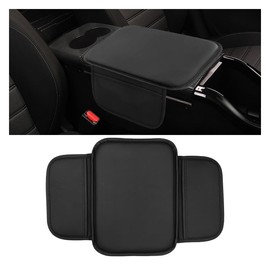Universal Car Center Console Cover, Leather Auto Arm Rest Cushion Pad, Waterproof Anti-Scratch Armrest Cover for Car with Storage Pocket, Center Console Armrest Protector for Truck, SUV, RV (Black)