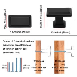 KOOFIZO 30-Pack Rectangular Stepped Cabinet Knob - Oil Rubbed Bronze Pull Handle (Length 40mm / 1.6 Inch) for Kitchen Cupboard Door, Bedroom Dresser Drawer, Bathroom, Vanity, Wardrobe Hardware
