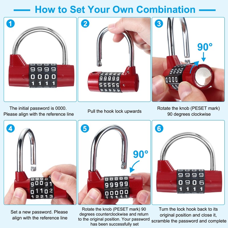 PATIKIL Combination Padlock, 5 Digit Gym Locker Lock Zinc Alloy