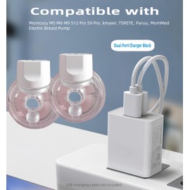 Qjin USB Charging Block for Momcozy, kmaier, TSRETE, Paruu, MomMed Electric Breast Pump, Dual Port USB Wall Adapter Charger