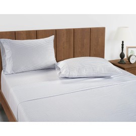 Lane Linen 100% Organic Cotton Pillow Cases Standard Size Set of 2 (20"x26") - Cotton Pillowcases Standard Size - Soft Pillow Cases Set of 2 - Standard Pillowcase Pack of 2 - Ticking Stripe Cobalt