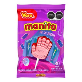 Vero - Vero, Paleta Manita de la Suerte, 40 Piezas.