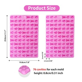 2 PCS Gummy Fish Candy Molds Silicone, Cat Dog Treat Molds,152 Cavity Fish Mini Silicone Mold for Chocolate, Fondant, Candy, Biscuits, Cookie, Jelly and Cat Dog Training Commands Concept