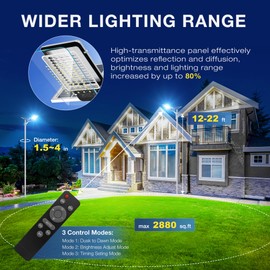 OKPRO 10000W Solar Street Lights Outdoor - Super Bright LED Beads Solar Lights Outdoor Waterproof IP66, Heavy Duty Parking Lot Light Commercial Dusk to Dawn with Remote Control for Outside Driveway