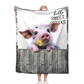 Funny Pig Blanket Farm Pig Throw Blanket Pig Gifts and Decor Funny Animal Blanket for Girls Women Men Boys Soft Warm Cozy Fleece Blanket for Couch Sofa ​Bed 50"x40"