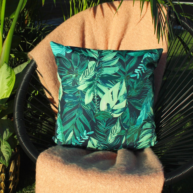 furn. Psychedelic Jungle Cushion Cover, Green