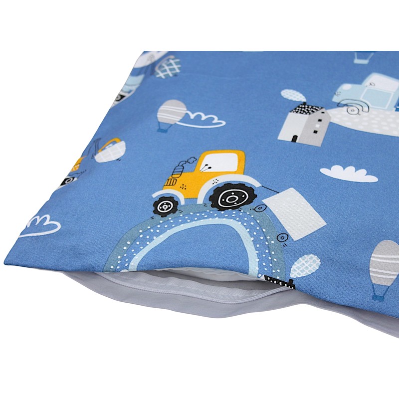 TupTam Kids Cushion Cover Decorative Patterned Tractors/Rainbows/Blue/Grey, Size: 80 x