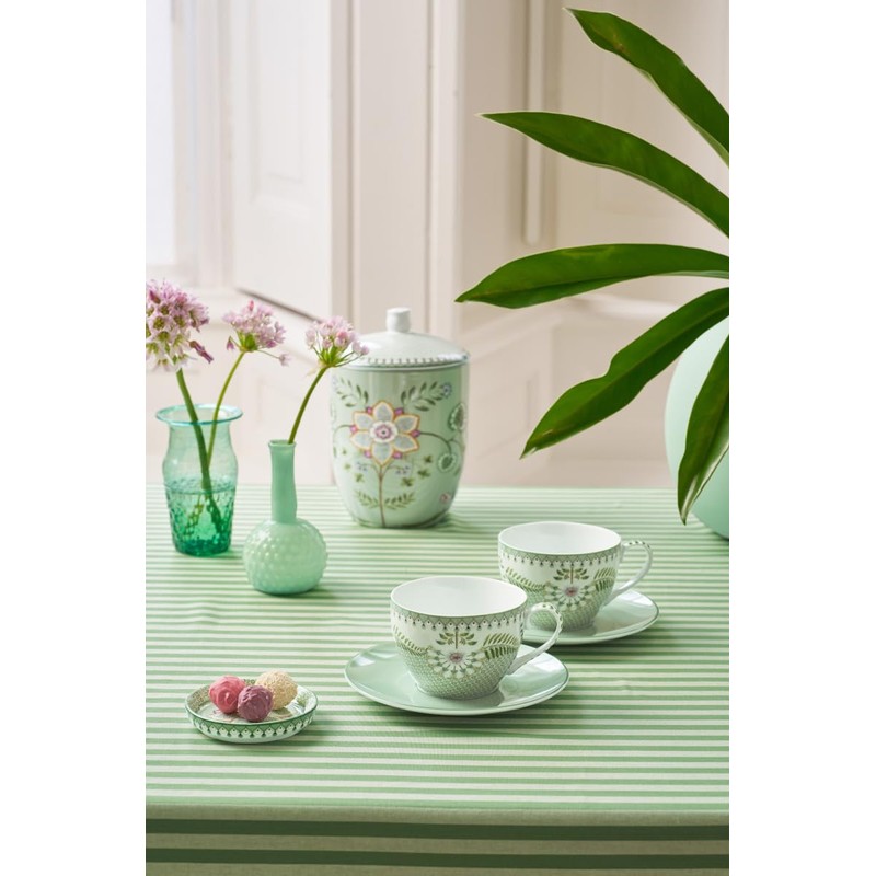 Pip Studio Lily&Lotus Light Green Cup with Saucer 280 ml