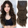 Vigorous Clip in Hair Extensions 4Pcs Chocolate Brown Long Wavy
