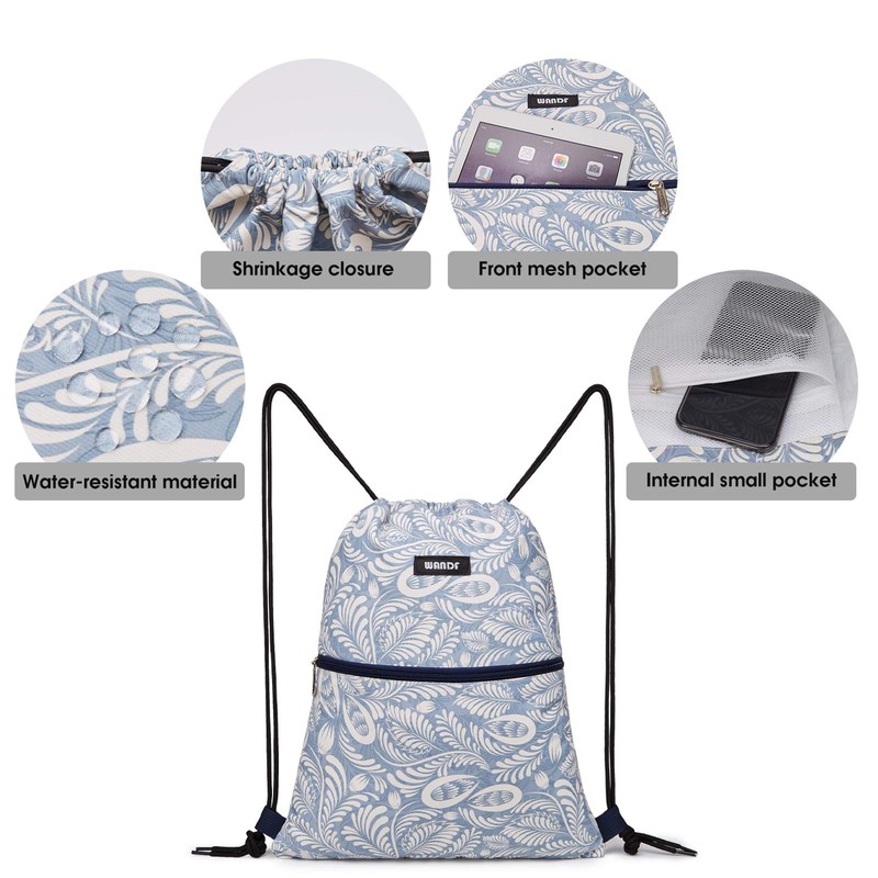 Drawstring Backpack String Bag Sackpack Cinch Water Resistant Nylon for