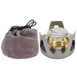 Socobeta Alcohol Stove, Mini Portable Brass Spirit with Aluminium Stand for Camping Hiking Outdoor, Ultra Light Mini Cooking Spirit Alcohol Fuel (Grey)
