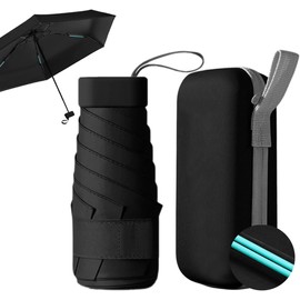 Paraguas de Bolsillo Reforzado para Lluvia y Sol, Mini Sombrilla con Protección UV, Ultra Ligero y Portátil, Más Robusto, con 12 Varillas Reflectantes, Mini Paraguas Plegable con Estuche