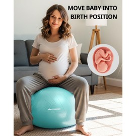Trideer Pregnancy Birthing Yoga Ball – 1.7mm Extra Thick for Labor & Maternity, 440LB Anti-Burst, Non-Slip Stability – Includes Exercise Guide & Baby Memory Book