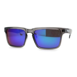 Premium Kush Polarized Rectangle Sport Horn Rim Sunglasses Slate Teal Mirror