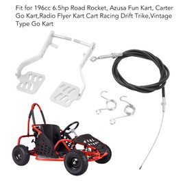 Go Kart Pedal Set Brake Accelerator Pedals with Throttle Cable Steel Friction Pattern DIY Installation for 196 6.5HP Road Azusa Fun Kart Carter Go Kart