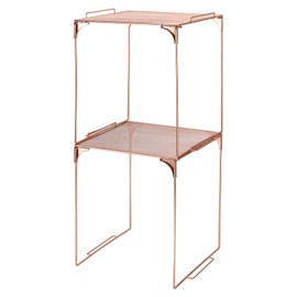 AUECOOME Locker Organizer Shelf Stackable Extra Locker Shelf for School Locker Organizer Storage Cabinet Accessories Suitable for School, Office, and Home use (2, Rose Gold)