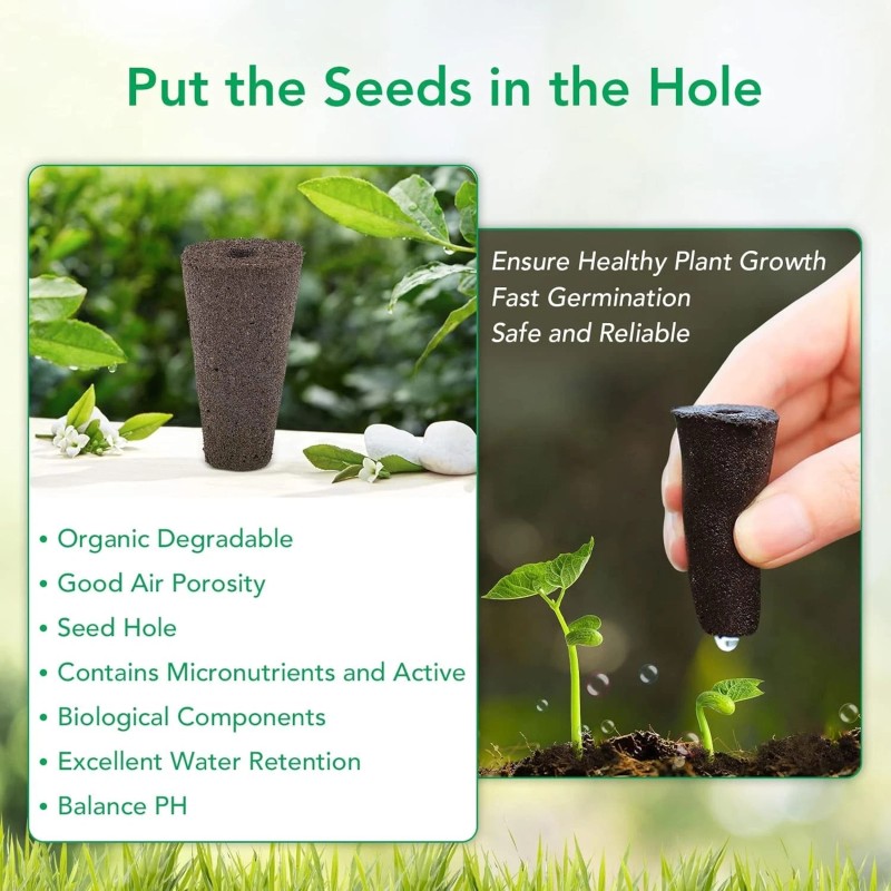 JustSmart 60 Pack Grow Sponges Seed Starter Root Pod Kit
