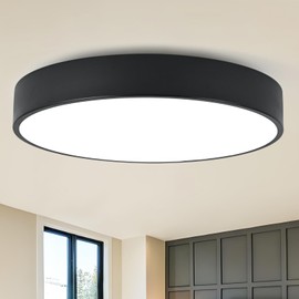 Wuyaio 18“ Modern Flush Mount Ceiling Light, 4-Lights Round Black Ceiling Light Fixtures, Minimalistic Ceiling Lamp Acrylic Shade Lighting Fixture for Bedroom Living Room Laundry Room Foyer Hallway