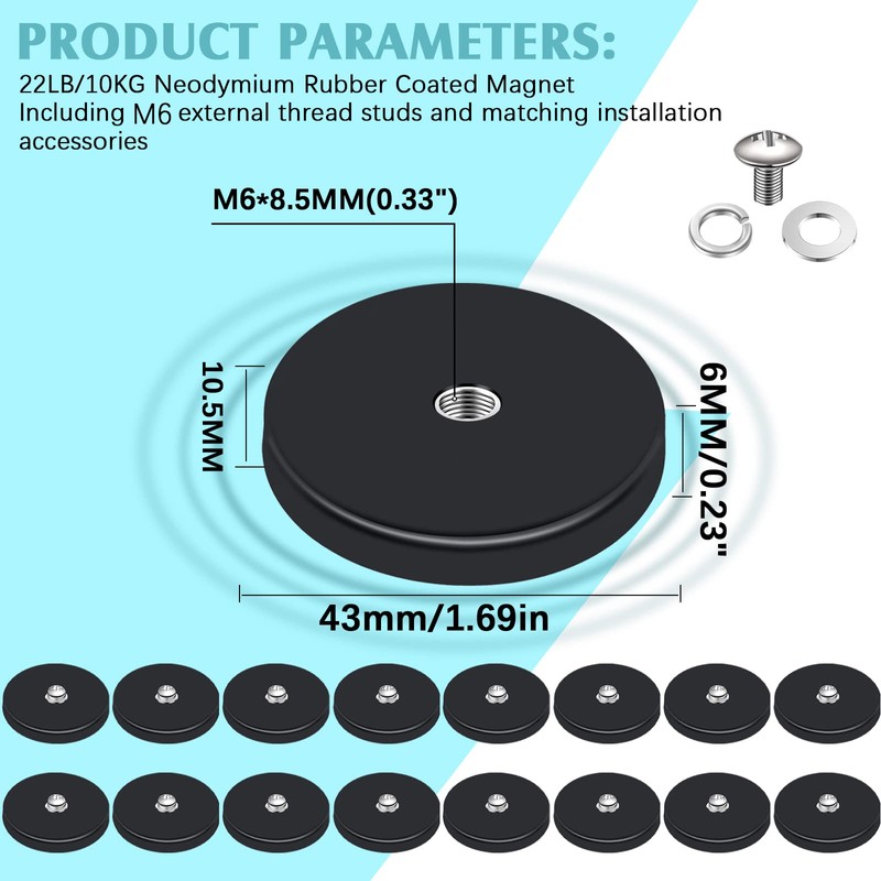 Rubber Coated Magnet Neodymium Magnet Base with Rubber Coating Anti
