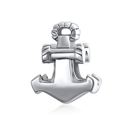 Nautical Boat Anchor Rope Vacation Travel Charm Bead For Women For Teen .925 Sterling Silver Fits European Bracelet