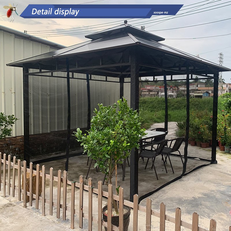 10x12 Gazebo Replacement Mosquito Netting, 4-Panel Sidewall Screen with Zipper