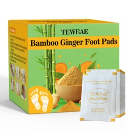 TEWEAE 62 Pads Foot Pads Natural Turmeric & Ginger, Wormwood, Bamboo Vinegar, 62 Pads Goodnight Pads Included 62 Adhesive Sheets