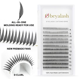 Obeyalash Wimpern Extensions 0,07mm D Curl 9–14 mm Wimpernverlängerung Easy Fan