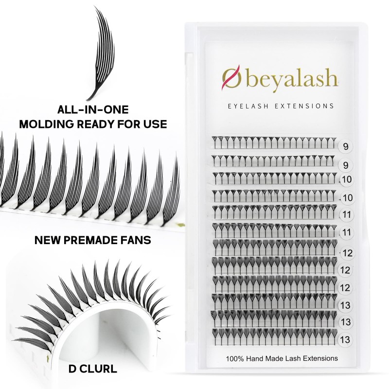 Obeyalash Wimpern Extensions 0,07mm D Curl 9–14 mm Wimpernverlängerung Easy