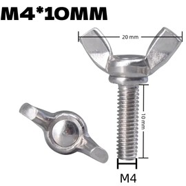 10pcs M4*10MM Butterfly Wing Bolts Stainless Steel Wing Nuts and Bolts Heavy Duty Hand Twist Tighten Fasteners Screws for DIY Tools