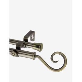 Modern Curl Double Curtain Rod in Antique Brass Size: 28" - 48"