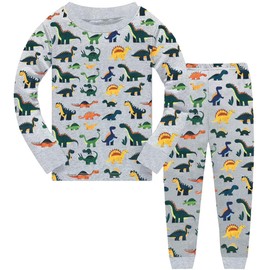 QHKEPW Boys Pyjamas Dinosaur 3-4 Years Pjs Sets Kids Toddler Cotton Long Sleeve Sleepwear 2 Piece Clothes Outfits Winter Nightwear Blue