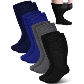 Bunnycool 4 Pairs Extra Wide Socks Swollen 30" Lymphedema Socks Bariatric Socks Non Binding Socks(Novelty Color,10-13)