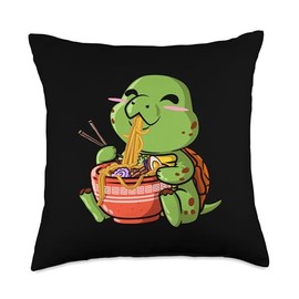 Kawaii Turtle Ramen Bowl Anime Otaku Japanese Noodles Throw Pillow