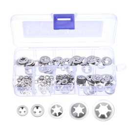 QUARKZMAN Pack of 200 Inner Tooth Star Discs Assortment M2 M2.5 M3 M4 M5 Quick Release Discs 304 Stainless Steel Pressure Nuts