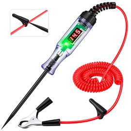 Test Light Automotive 5-90V Digital LED Light Tester with Voltage Display, Voltage Test Pen with Extended Spring Wire & Stainless Steel Probe, Circuit Tester for Car, RV, Fuse Voltage Systems (5-90V)