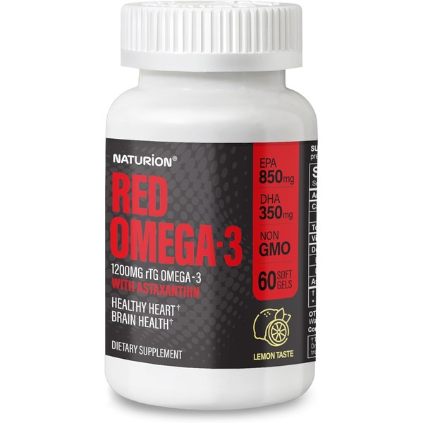 Red Omega-3 Fish Oil 1200mg rTG Omega 3 Supplement with