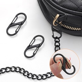 EUZUXU Pack of 15 S Carabiners, 30 mm Mini Metal Double Carabiner, 8 Shaped 2 Openings Carabiner, Small, for Hiking, Camping, Home - Black