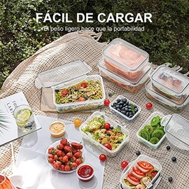 Juego de recipientes herméticos de plástico para almacenamiento de alimento                                                                           