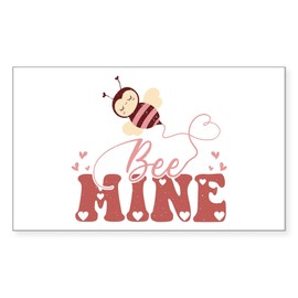 CafePress Bee Mine Cute Valentine's Day Bee Sticker Rectangle Bumper Sticker Car Decal