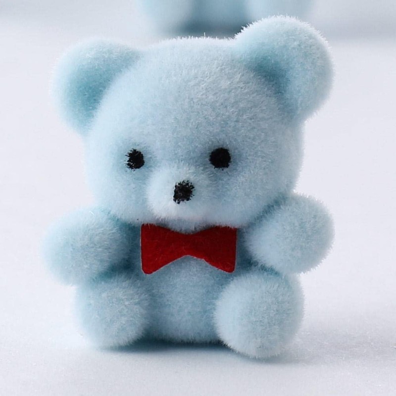 Factory Direct Craft Miniature Light Blue Flocked Teddy Bears |