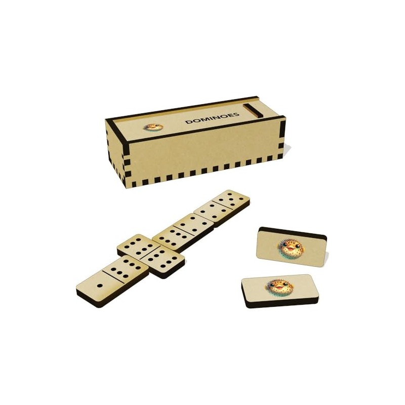 Azeeda 'Cute Baby Pufferfish' Domino Set & Box (DM00051430)