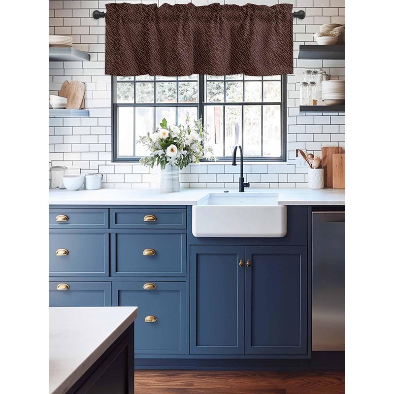 Hokiten Brown Leather Texture Window Valance Curtains, Window Treatment for
