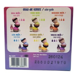 Cajilla Colores Comestibles En Gel Neón (6 Pzs De 20g C/u)